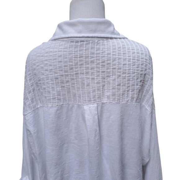 Soft Surroundings White Cotton Slub Button Down Long Sleeve Top Blouse 1X Plus - Picture 12 of 16